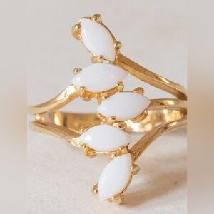 Elegant Gold and 5 White Stone Ring by Vargas